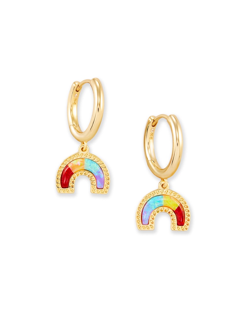 Rainbow Gold Huggie Earrings in Primary Mix image number 0